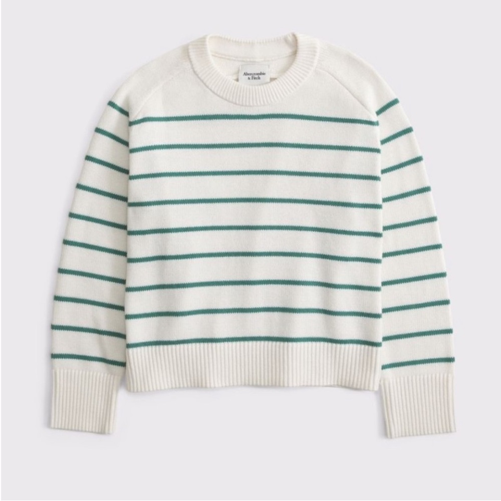 NWOT A&F Madeline Striped Cream and Green Women's Sweater